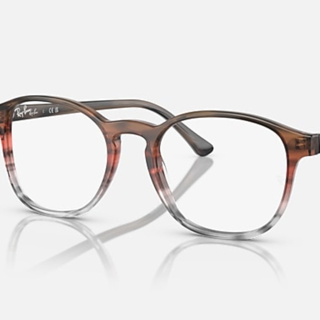 New Ray-Ban Rb5417 8251 Phantos Eyeglasses Striped Brown Red 52-19